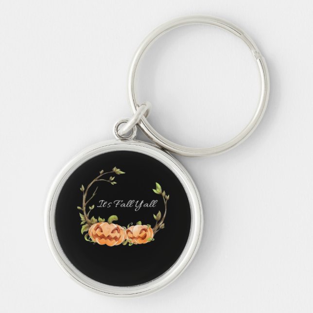 Det är Fall Y'all Halloween Coola Unik Rund Silverfärgad Nyckelring (Framsidan)