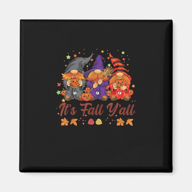 Det är Fall Y'all Halloween Gnomes Pumpkin Autumn  Magnet (Framsidan)