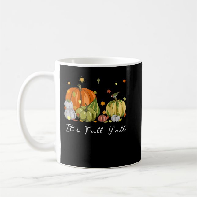 Det är Fall Y'All Halloween Pumpkin Höst löv Kaffemugg (Vänster)