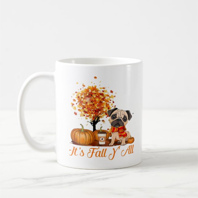 Det är Fall Y'all Halloween Thanksgiving Retro Cla Kaffemugg (Vänster)