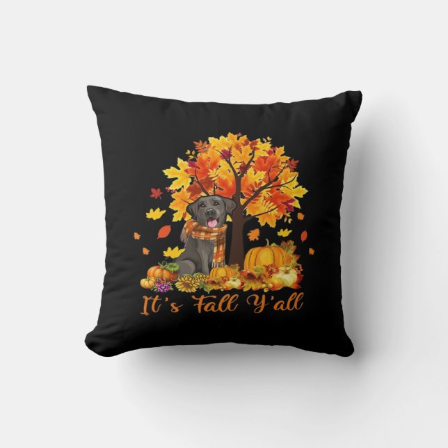 Det är Fall Y'all Halloween Thanksgiving Retro Gra Kudde (Framsida)