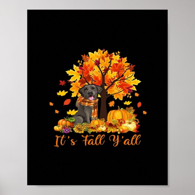 Det är Fall Y'all Halloween Thanksgiving Retro Gra Poster (Framsidan)