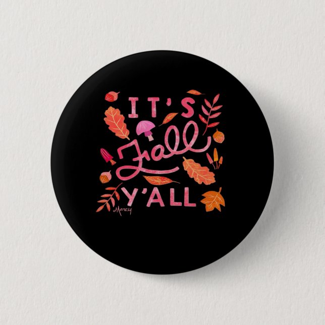 Det är Fall Y'all Hand Lettered Autumn Quote med L Knapp (Framsida)
