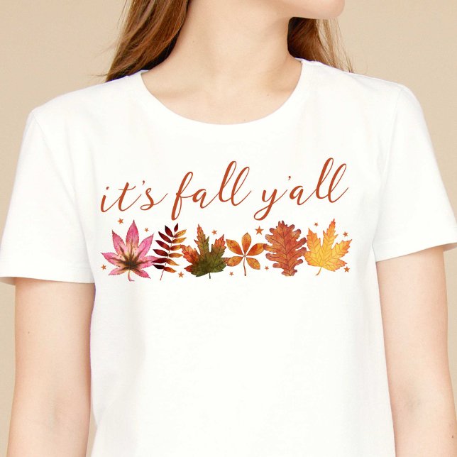 Det är Fall Y'all Höst löv Botanical T Shirt (It's Fall Y'all Autumn Leaves Botanical T-Shirt)