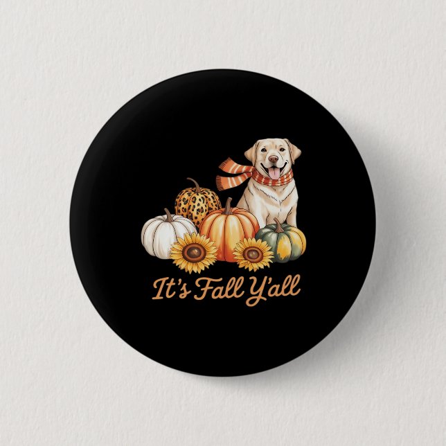 Det är Fall Y'all Hund Leopard Pumpkin Fall-Kreati Knapp (Framsida)