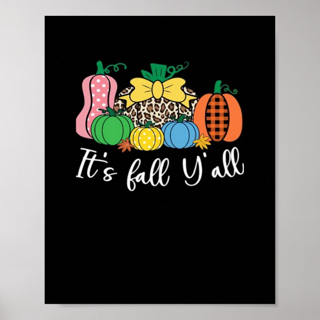 Det är Fall Y'all Leopard Mönster Pumpkin Poster (Framsidan)