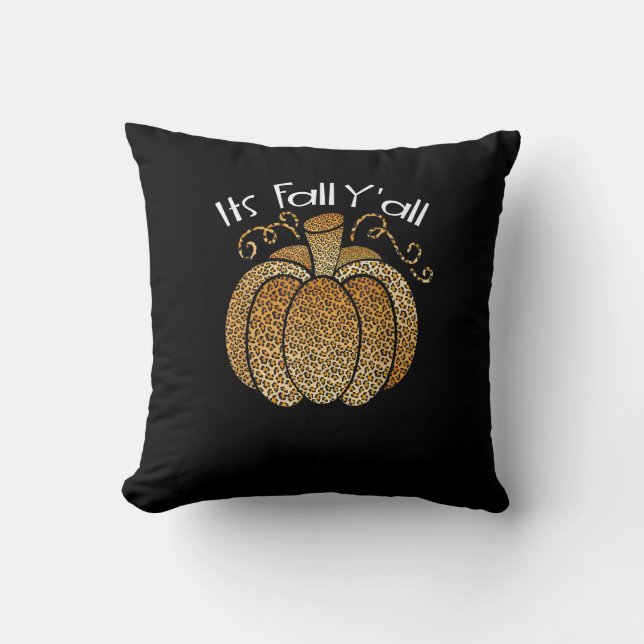 Det är Fall Y'all Leopard Print Pumpkin Rustic Lyc Kudde (Framsida)