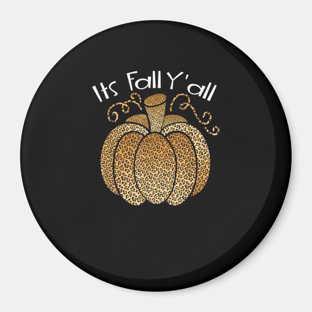 Det är Fall Y'all Leopard Print Pumpkin Rustic Lyc Magnet (Framsidan)