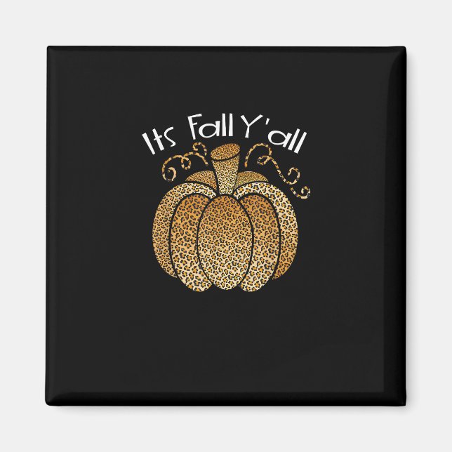 Det är Fall Y'all Leopard Print Pumpkin Rustic Lyc Magnet (Framsidan)
