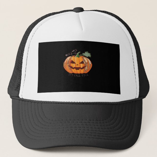 Det är Fall Y'all Leopard Pumpkin Happy halloween  Keps (Framsida)