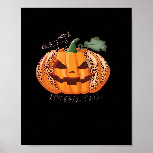 Det är Fall Y'all Leopard Pumpkin Happy halloween  Poster (Framsidan)