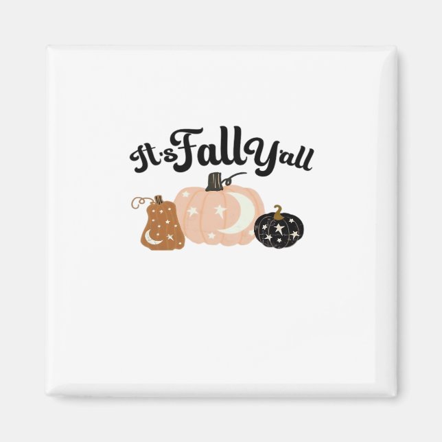 Det är Fall Y'all med Måne vackra Halloween Des Magnet (Framsidan)
