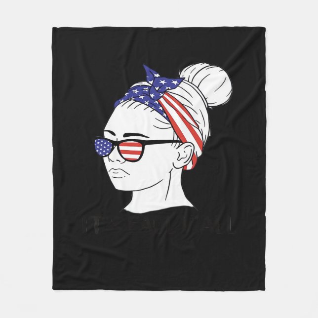 Det är Fall Y'all Messy Bun Women USA flagga Fleecefilt (Framsidan)