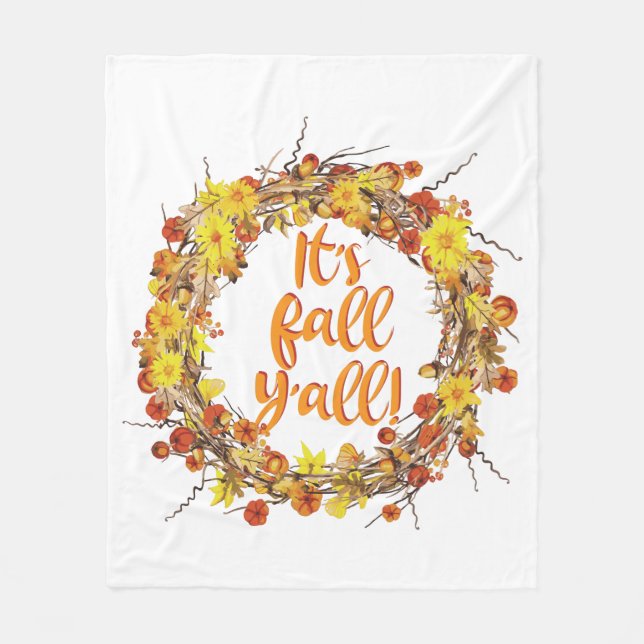 Det är Fall Y'all Orange Höst löv Fleecefilt (Framsidan)