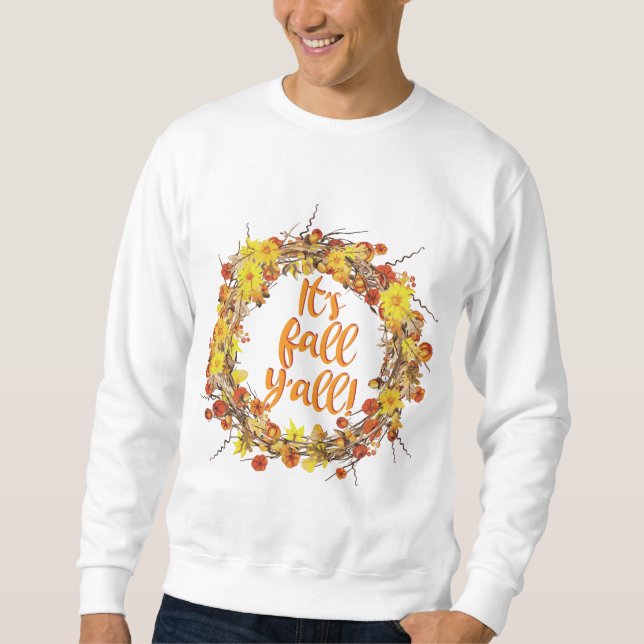 Det är Fall Y'all Orange Höst löv Lång Ärmad Tröja (Framsida)