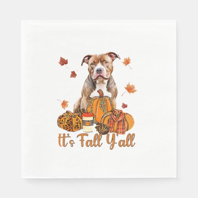 Det är "Fall Y'all Pitbull Hund Fall Scarf Autumn  Pappersservett (Framsidan)