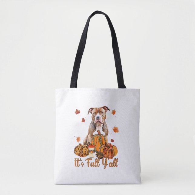 Det är "Fall Y'all Pitbull Hund Fall Scarf Autumn  Tygkasse (Framsida)
