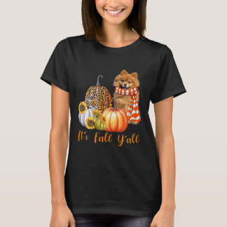 Det är Fall Y'all Pommern Hund Leopard Pumpkin Fal T Shirt