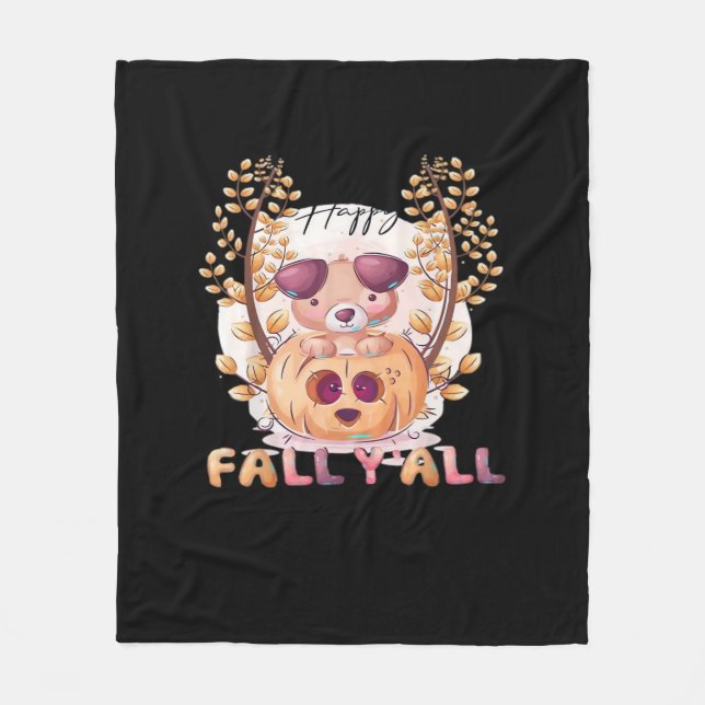 Det är Fall Y'all Pumpkin Autumn Halloween Cat Fal Fleecefilt (Framsidan)