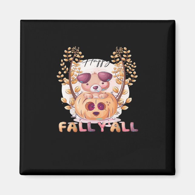 Det är Fall Y'all Pumpkin Autumn Halloween Cat Fal Magnet (Framsidan)