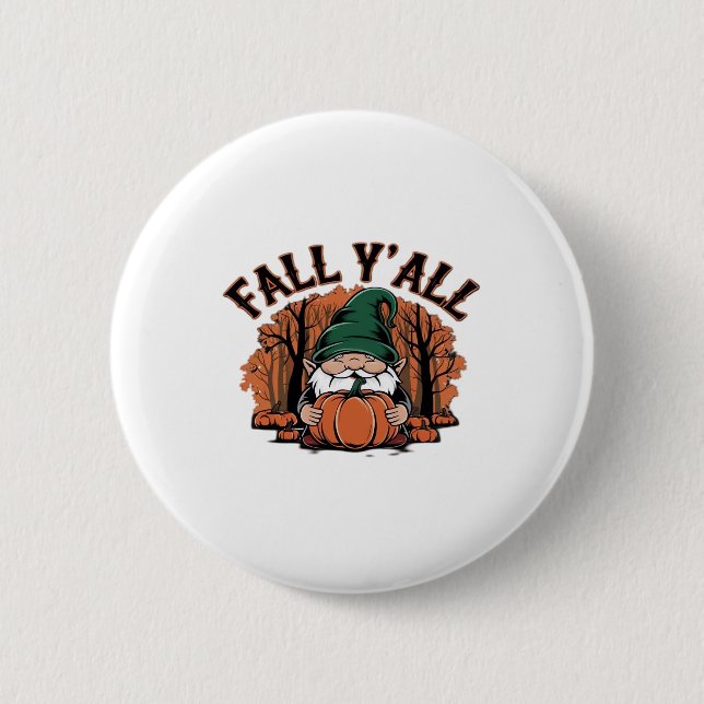 Det är Fall Y'all Pumpkin Gnome Autumn Retro Class Knapp (Framsida)