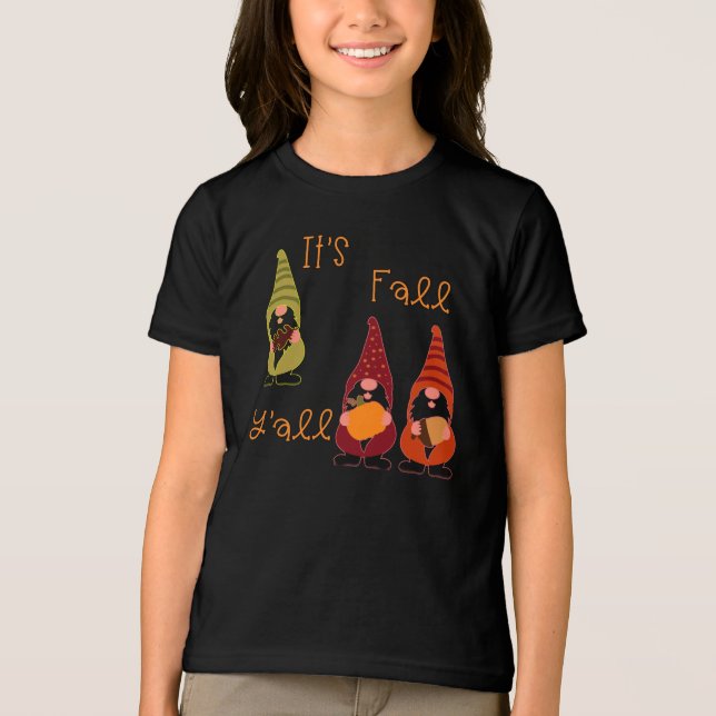 Det är Fall Y'all Pumpkin Gnome Autumn Träd T Shirt (Framsida)