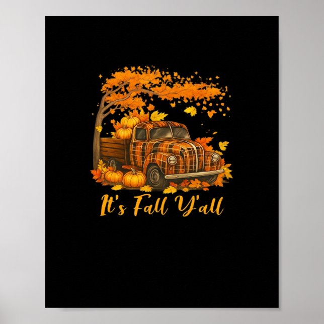 Det är Fall Y'all Pumpkin Hösten Träd Hej Fall Cre Poster (Framsidan)