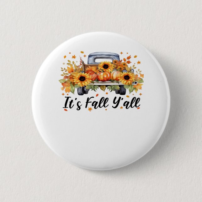 Det är Fall Y'all Pumpkin Hösten Träd Hej Fall Wom Knapp (Framsida)