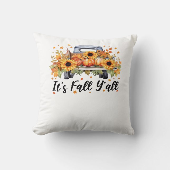 Det är Fall Y'all Pumpkin Hösten Träd Hej Fall Wom Kudde (Framsida)