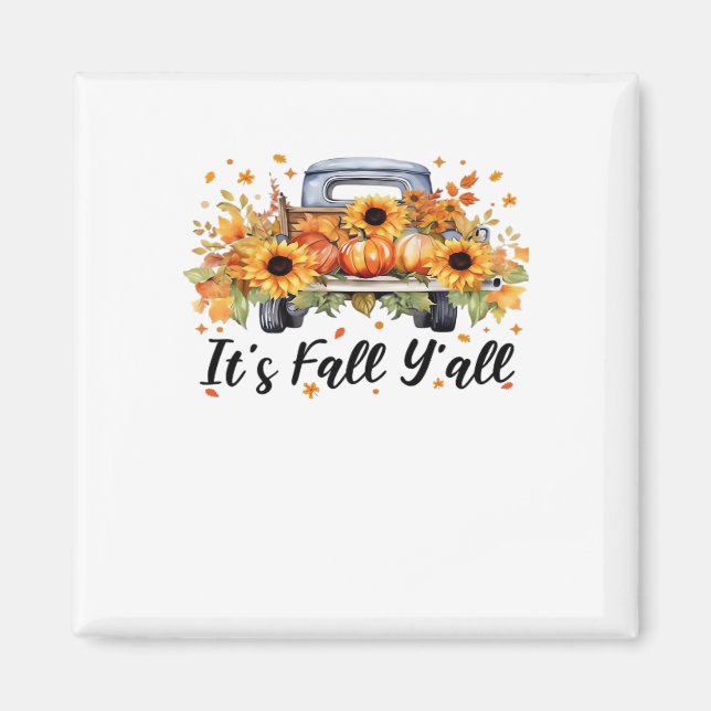 Det är Fall Y'all Pumpkin Hösten Träd Hej Fall Wom Magnet (Framsidan)