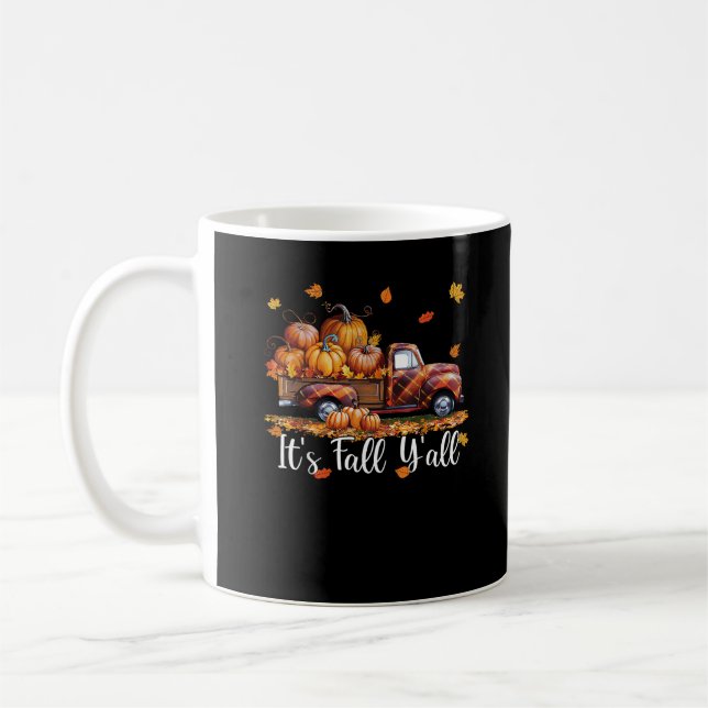 Det är Fall Y'all Pumpkin Hösthösten Träd Hej Fall Kaffemugg (Vänster)