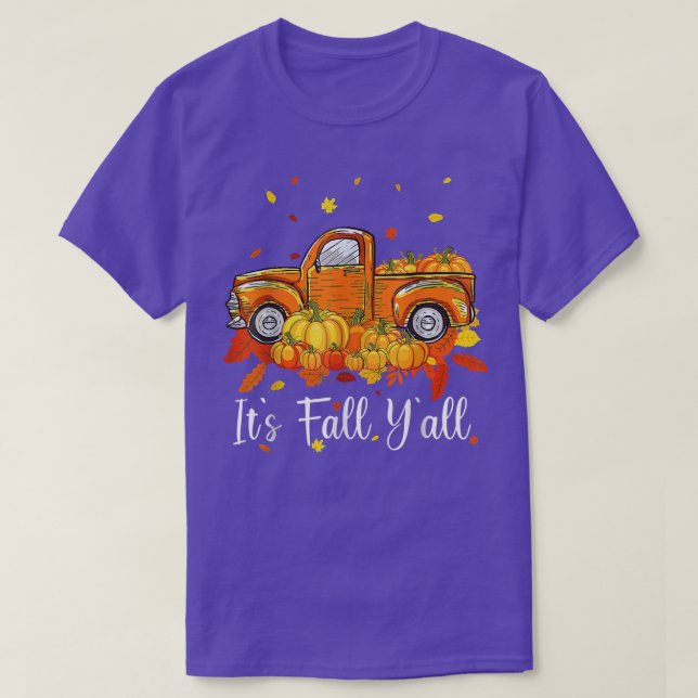 Det är Fall Y'all Pumpkin Lastbil Hösten Träd Hej  T Shirt (Design framsida)