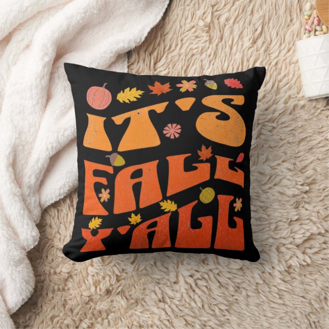 Det är Fall Y'all Pumpkin och Höst löv Höst Kudde (Filt)