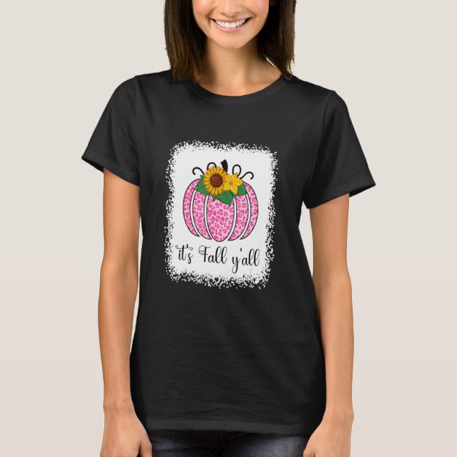 Det är Fall Yall Pumpkin rosa Leopard Print Thanks T Shirt (Framsida)
