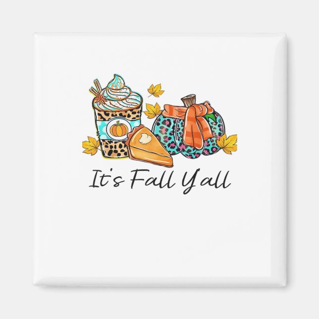 Det är Fall Y'all Pumpkin Spice Leopard Pumpkin Pa Magnet (Framsidan)