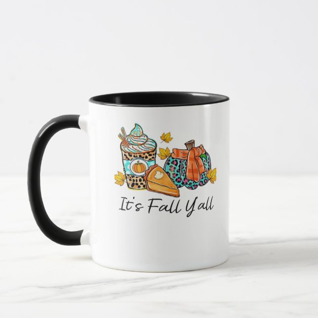 Det är Fall Y'all Pumpkin Spice Leopard Pumpkin Pa Mugg (Vänster)