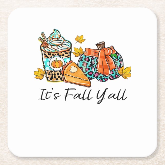 Det är Fall Y'all Pumpkin Spice Leopard Pumpkin Pa Underlägg Papper Kvadrat (Framsidan)