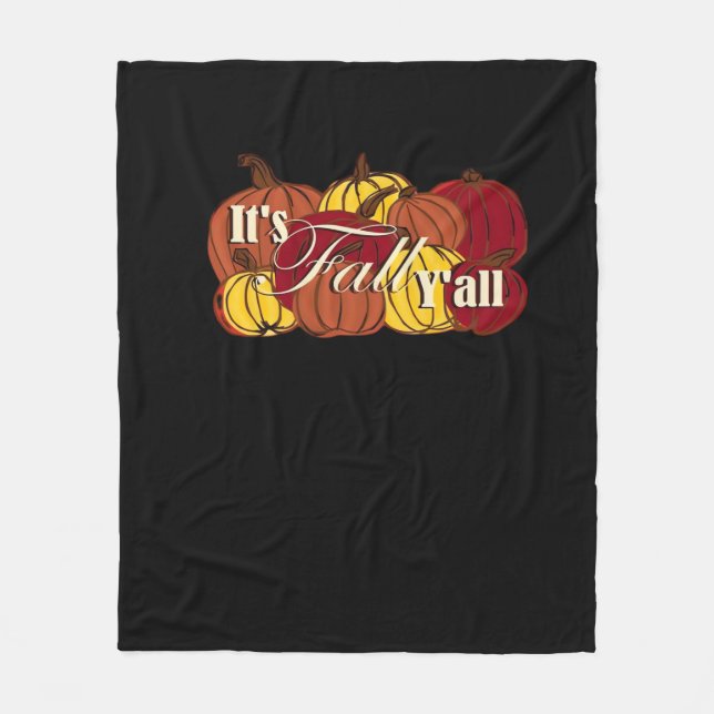 Det är Fall Y'all Pumpkin Text Fleecefilt (Framsidan)