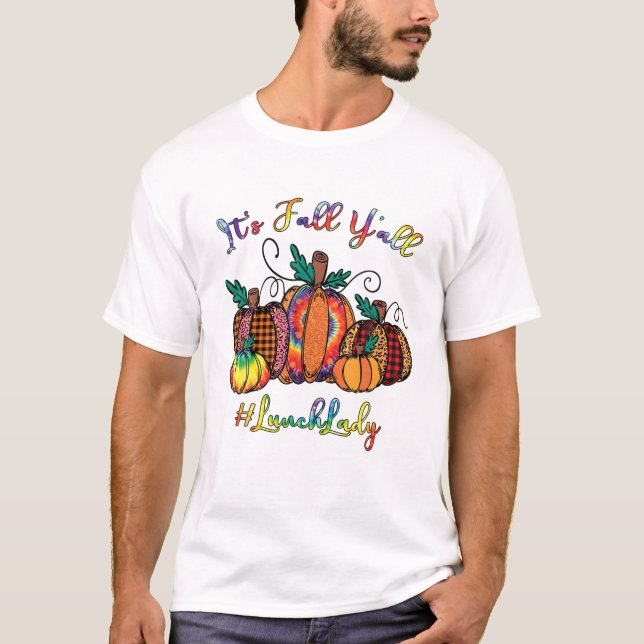 Det är Fall Y'all Pumpkins Lunch Dam Tie Dye Leopa T Shirt (Framsida)