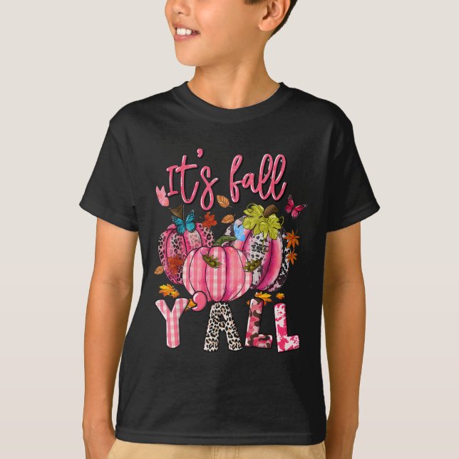 Det är Fall Y'all Pumpkins Nk Ribbon Breast Cancer T Shirt (Framsida)