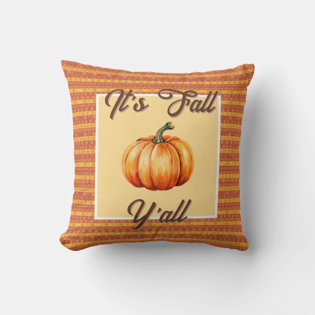 Det är Fall Y'all - Rustic Pumpkin Harvest Kudde (Framsida)
