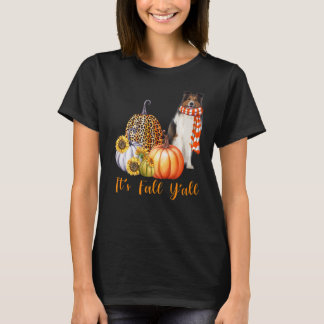 Det är Fall Y'all Sheltie Hund Leopard Pumpkin Fal T Shirt