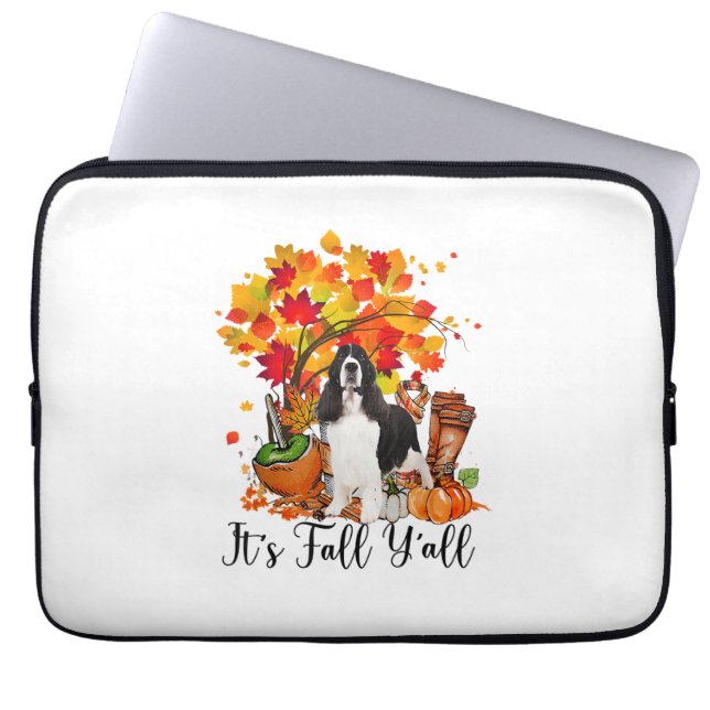 Det är Fall Y'all Springer-spanjoren Hund Hallowee Laptop Fodral (Framsidan)