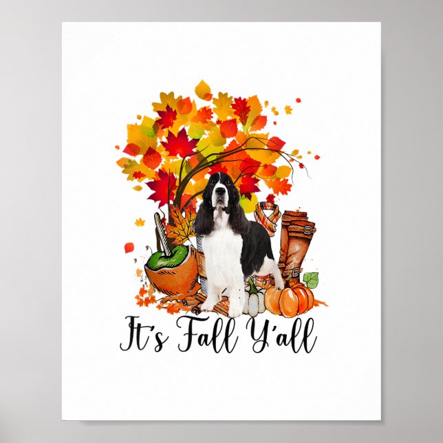 Det är Fall Y'all Springer-spanjoren Hund Hallowee Poster (Framsidan)