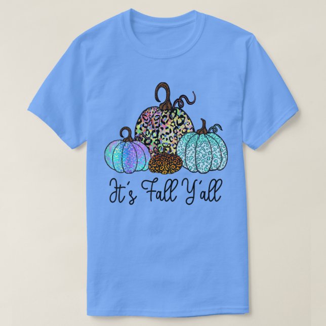Det är Fall Y'all Tie Dye Leopard Pumpkin Autumn T T Shirt (Design framsida)