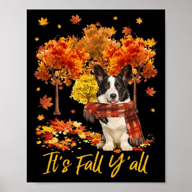 Det är Fall Y'all Welsh Corgi Hund Pumpkin Fall Poster (Framsidan)