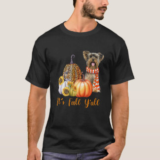 Det är Fall Y'all Yorkie Hund Leopard Pumpkin Fall T Shirt