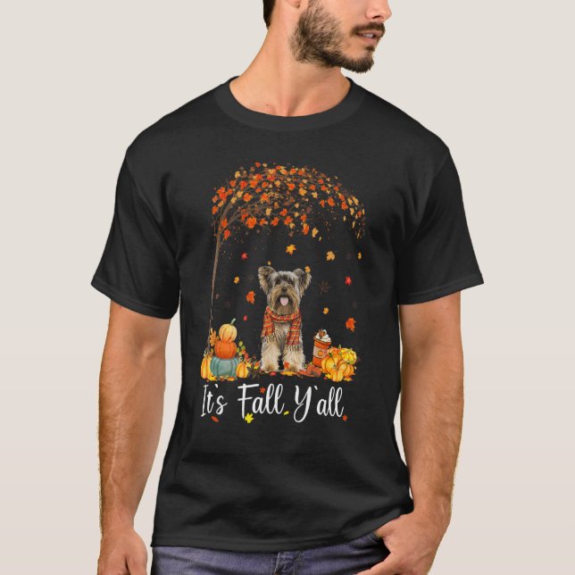 Det är Fall Y'all Yorkshire Terrier Hund Thanksgiv T Shirt (Framsida)