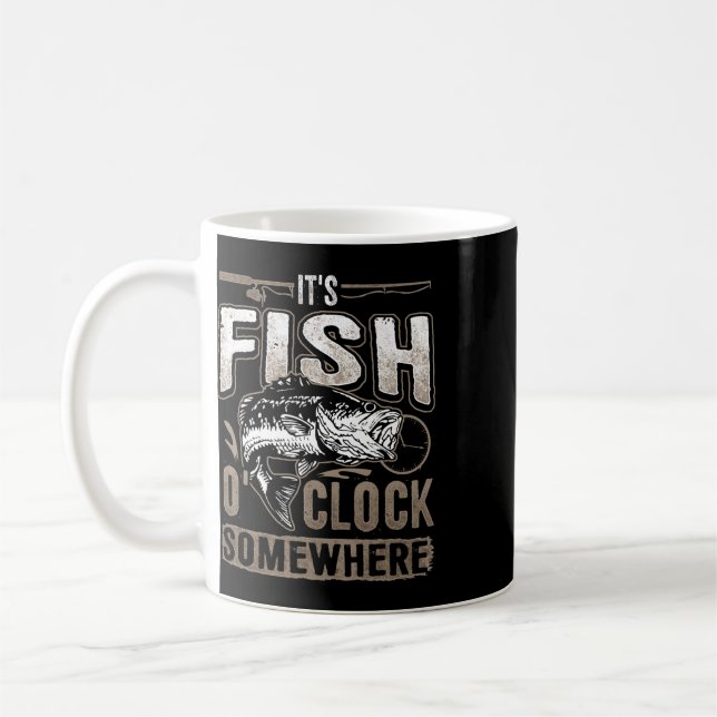 Det är Fisk o'clock Någonstans-roligt Fiske  Kaffemugg (Vänster)