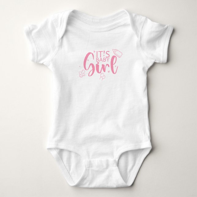 Det är Flicka Cute Nappar Roligt Gender Reveal T Shirt (Framsida)